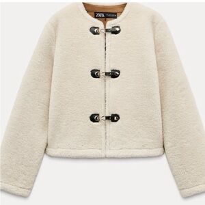 NWT ZARA WOMAN DOUBLE-FACED JACKET WITH GOLD AND FAUZ LEATHER TOGGLES SIZE M